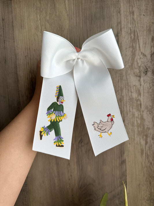 Hand-painted Mardi Gras bow