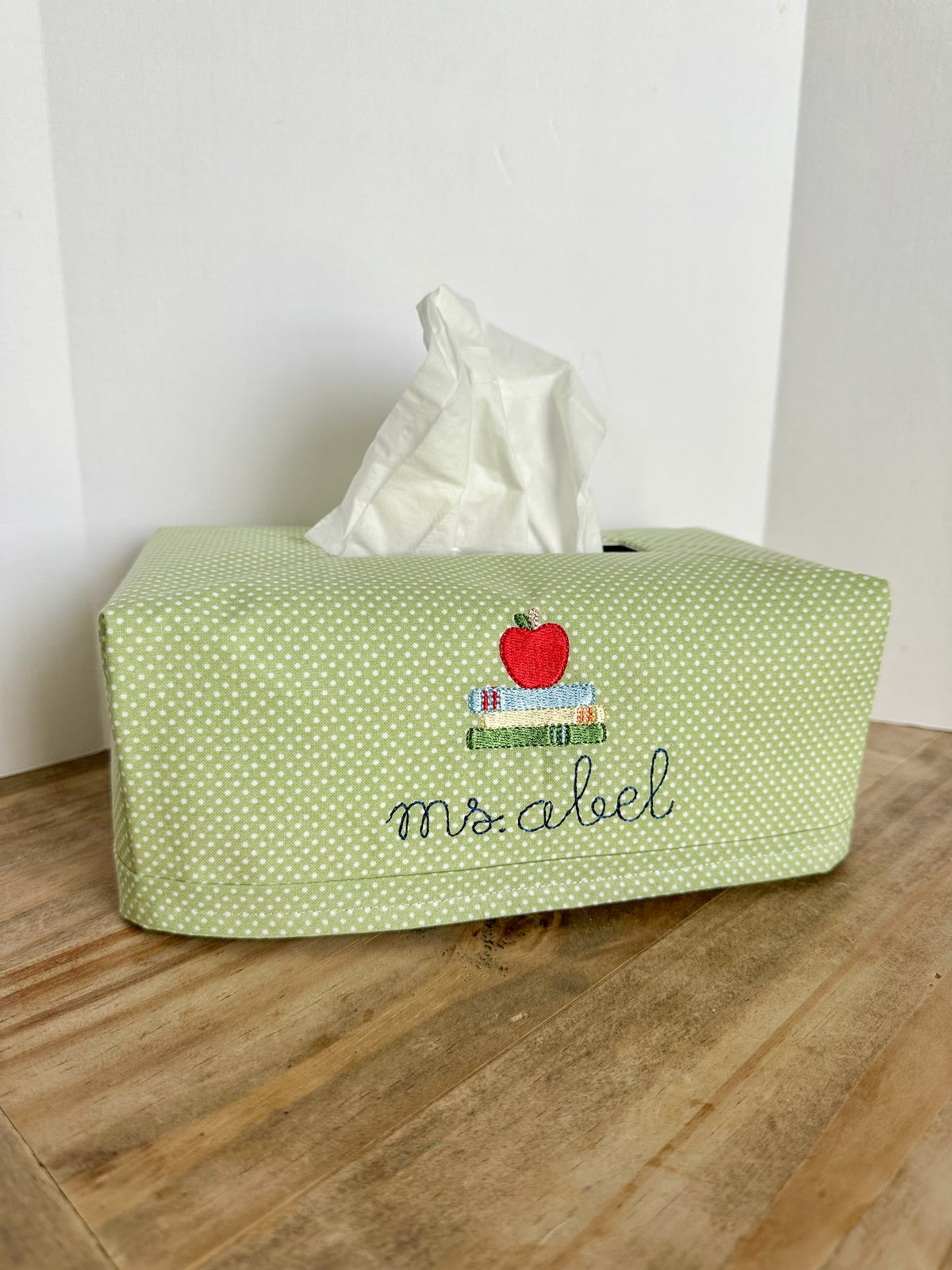 Embroidered Teacher Tissue Box Cover